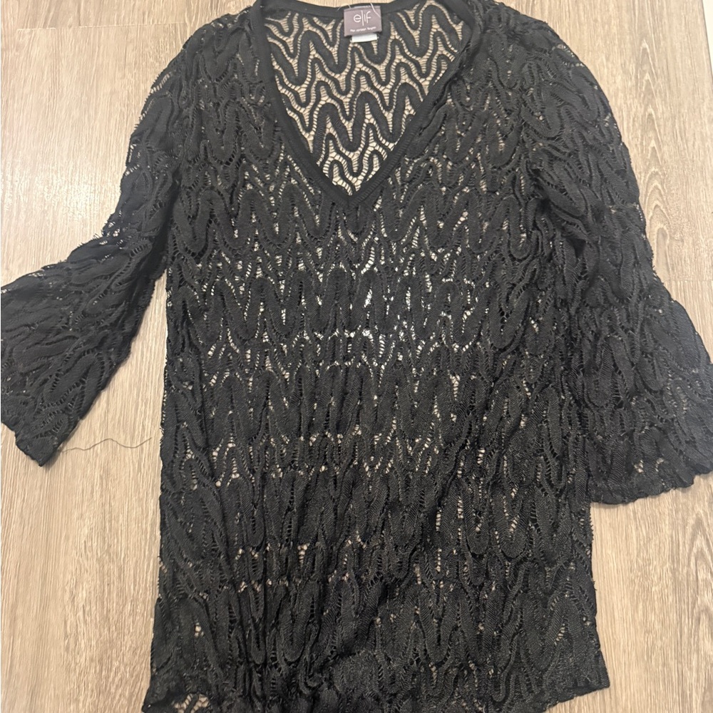 Elif by Jordan Taylor Black Lace Blouse